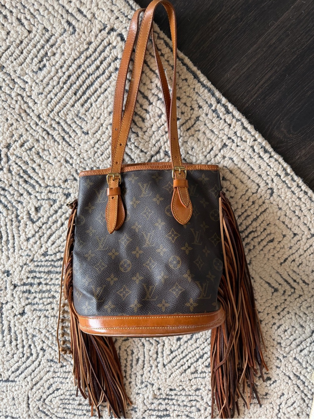 Louis Vuitton Monogram Canvas Fringe Shoulder Bag in Brown and Tan - Picture 13 of 14